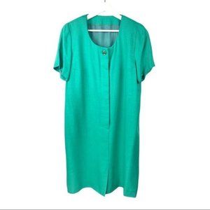 VINTAGE Contemporary Kelly Green Short Sleeved Midi Shift Dress